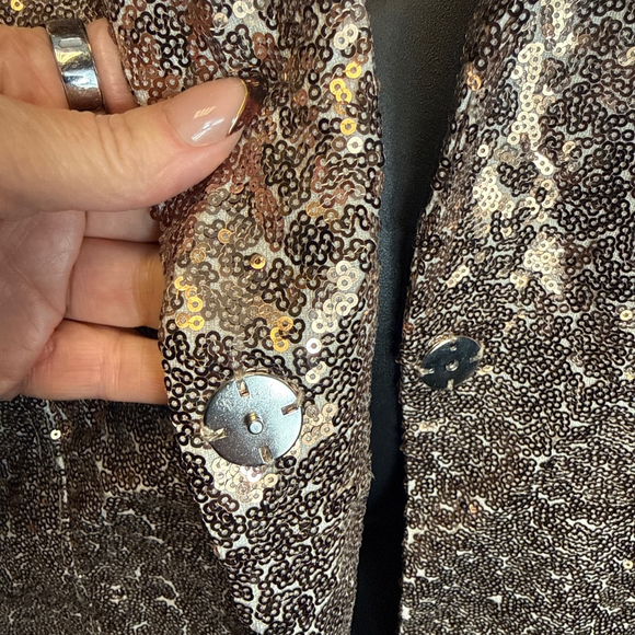 Women's ELOQUII Plus Size 28 Rose Gold Sequin Blazer - Picture 3 of 8